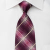 Daks Men's Rhinestone Silk Necktie Pink Dots & Stripes On Burgundy With Sparkles - San-Dee