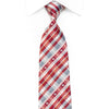 Daks Mens Rhinestone Silk Necktie Silver Burgundy Plaids 