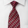 Daks Mens Rhinestone Silk Tie Red Checker Silver Striped On Navy With Sparkles - San-Dee