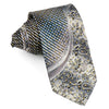 Daks Men’s Rhinestone Tie Gray Stripes & Floral With Golden 