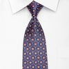 Daks Men’s Silk Necktie Blue Geometric On Burgundy Sparkling