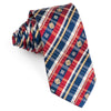 Daks Men’s Silk NeckTie Burgundy Blue Stripes With Checks 