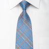 Daks Men’s Silk Necktie Orange Silver Striped On Blue 