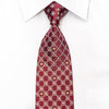 Daks Men’s Silk Necktie Silver Burgundy Checkered Sparkling 