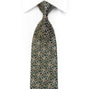 Daks Men’s Silk Necktie Silver Scrolls On Dark Green With 