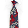 Daks Men’s Silk Rhinestone Necktie Red Silver Acanthus On 