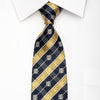 Daks Men’s Silk Tie Gold Navy Silver Striped Sparkling With 