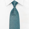 Daks Men’s Silk Tie Turquoise Trellis On Dark Brown 