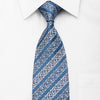 Daks Rhinestone Necktie Silver Cartouche Stripped On Blue 