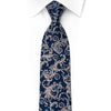 Daks Rhinestone Necktie Silver Vines On Blue Woven Silk - 1