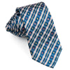 Daks Rhinestone Silk Neck Tie Blue Beige Stripes & Checks 
