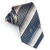 Daks Rhinestone Silk Neck Tie Gray & Black Stripes With 
