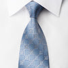 Daks Rhinestone Silk Necktie Blue Checkered On Silver With 