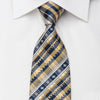 Daks Rhinestone Silk Necktie Blue Yellow Plaids With Silver 