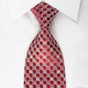 Daks Rhinestone Silk Necktie Checkered On Burgundy With Red 