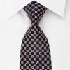 Daks Rhinestone Silk Necktie Golden Checker On Navy Blue 