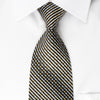 Daks Rhinestone Silk Necktie Silver Charcoal Black Striped 