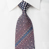 Daks Rhinestone Silk Necktie Silver Navy Checkered - 1