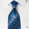 Daks Rhinestone Silk Necktie Trellis On Blue With Silver 