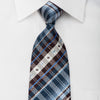Daks Rhinestone Silk Tie Blue Brown Plaids With Gold 