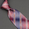 Daks Silk Neck Tie Red White & Blue Stripes With Rhinestones