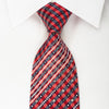 Daks Silk Necktie Blue Red Plaid With Rhinestones & Sparkles - San-Dee