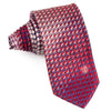Daks Silk Necktie Burgundy Beige Checked Design With Red Sparkles & Rhinestones - San-Dee