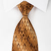 Daks Silk Necktie Geometric Diamonds On Brown Silk Classic 3 3/4 Inch - San-Dee