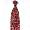 Daks Silk Rhinestone Necktie Gold Floral On Burgundy With Golden Sparkles - San-Dee