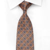 Daniel Hechter Men's Crystal Rhinestone Silk Necktie Orange Trellis On Silver Gray With Sparkle - San-Dee
