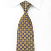 Daniel Hechter Men's Crystal Silk Necktie Gold Purple Cartouche On Navy With Gold Sparkles - San-Dee