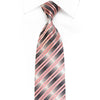 Daniel Hechter Men's Crystal Silk Necktie Pink Stripes On Silver With Silver Sparkles - San-Dee