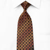 Daniel Hechter Men's Crystal Silk Tie Orange Brown Geometric On Black With Silver Sparkles - San-Dee