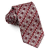 Daniel Hechter Men's Rhinestone Necktie Striped Silver Damask Motif On Burgundy - San-Dee