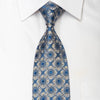 Daniel Hechter Men's Silk Necktie Golden Cartouche On Blue Sparkling With Rhinestones - San-Dee