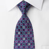 Daniel Hechter Mens Silk Necktie Purple Dots On Blue With Sparkling Rhinestones - San-Dee