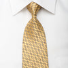Daniel Hechter Men's Silk Tie Silver Trellis On Golden Yellow Sparkling With Rhinestones - San-Dee