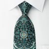Daniel Hechter Rhinestone Necktie Green Damask On Black Silk - San-Dee
