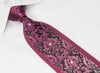 Daniel Hechter Rhinestone Silk Neck Tie Silver Damask On Black With White & Pink Crystal Rhinestones - San-Dee