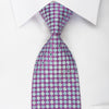 Daniel Hechter Rhinestone Silk Tie Blue Dots On Purple With Silver Sparkles - San-Dee
