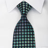 Daniel Hechter Rhinestone Silk Tie Quatrefoil Om Turquoise With Gold Sparkles - San-Dee