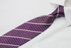 Daniel Hechter Rhinestone Tie Silver Stripes On Purple With Silver Sparkles - San-Dee