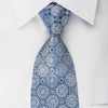 Daniel Hechter Silk Rhinestone Necktie Silver Medallions On Blue With Sparkles - San-Dee