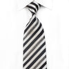 Elegance Men's Crystal Rhinestone Necktie Silver Black Striped With Sparkles - San-Dee