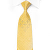 Elegance Men's Crystal Rhinestone Silk Necktie Damask On Yellow With Gold Sparkles - San-Dee