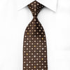 Elegance Men's Crystal Rhinestone Tie Golden Squares On Brown With Silver Sparkles - San-Dee