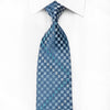 Elegance Men's Crystal Silk Necktie Blue Checkered With Silver Sparkles - San-Dee