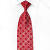 Elegance Mens Crystal Silk Necktie Geometric On Red With Silver Sparkles - San-Dee