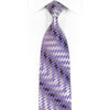 Elegance Men's Silk Rhinestone Tie Purple Geometric On Silver With Sparkles - San-Dee