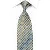 Elegance Rhinestone Silk Necktie Silver Blue Trellis On Green With Sparkles - San-Dee